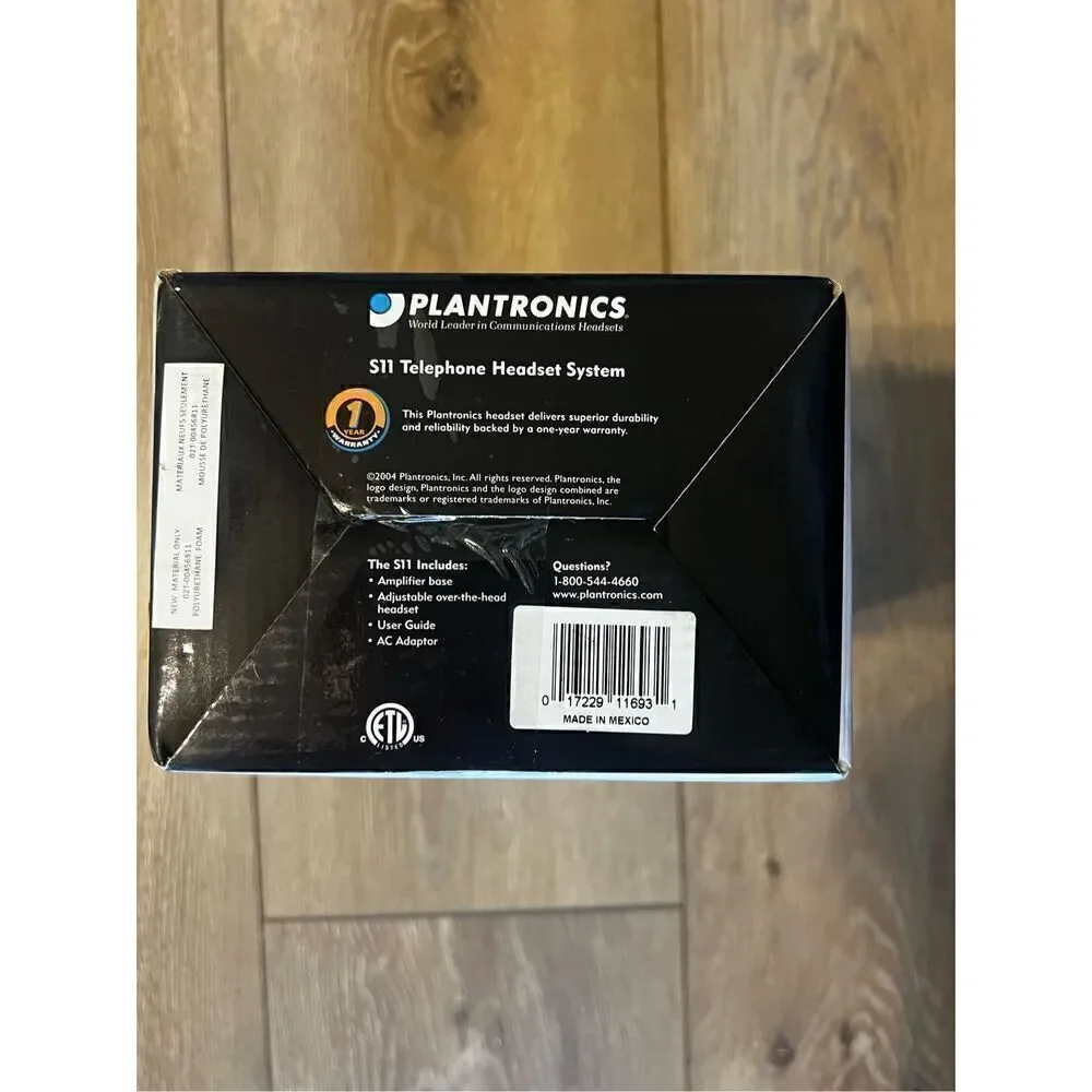 Plantronics S11 Telephone Over The Head Headset System Black New In Box 65148 11